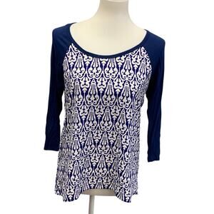MM MM MM Womens Small Solid Long Sleeve Scrollwork Lightweight PolyBlend Top